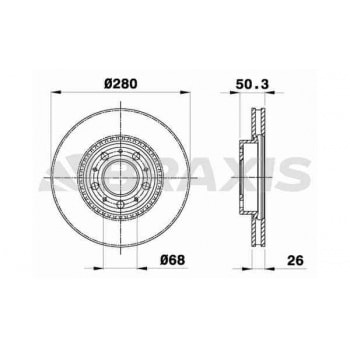 ON FREN AYNASI VOLVO 850 (91 97) S70 C70 V70 960 2.0 2.5 2.5 20V 2.5TDI 97> (280x26x5DLxHAVALI) - BRAXIS AE0299