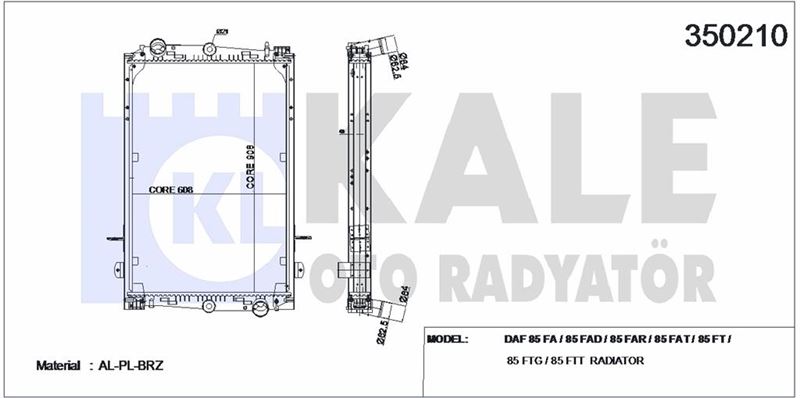 MOTOR SU RADYATORU DAF 85 FA / 85 FAD / 85 FAR / 85 FAT / 85 FT / 85 FTG / 85 FTT (CERCEVELI) / (MT) - KALE 350210