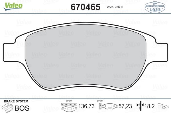 ON FREN BALATASI CITROEN C3 II C4 XSARA BERLINGO 00> PEUGEOT 1007 207 307 206 00> FIAT DOBLO 06> GEE - VALEO 670465