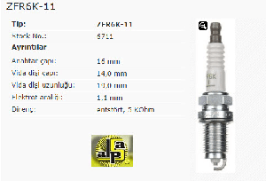 Unıversal Buji-Honda Acoord 2,0 CIVIC 2,0 Crv Rd8 Buji - Ngk-Zfr6k-11