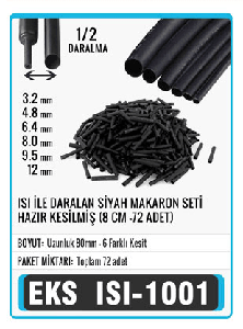 MAKARON-SETİ ISIYLA DARALAN - 8 cm HAZIR KESİLMİŞ (3.2-4.8-6.4-8.0-9.5-12)  72 PARÇA - EKS-ISI-1001
