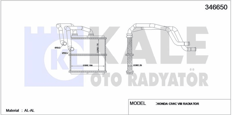 KALORIFER RADYATORU NISSAN QASHQAI XTRAIL 2007-2013 - KALE 346650