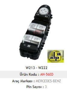 Unıversal Cam Anahtarı>mercedes W213-W222 Sol Dörtlü-Beyaz İşik-Siyah Buton-Perdeli>>a222 905 2004 - Mcar-An560d