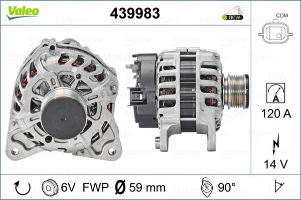 ALTERNATOR 12V 120A CLIO IV 12> DOKKER 12> DUSTER 10> LOGAN II 12> SANDERO II 12> 1.5 DCI - VALEO 439983