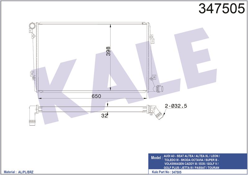 MOTOR SU RADYATORU OTOMATIK 1,9TDI CADDY III 04>10 GOLF V JETTA III 05>10 PASSAT 05>08 TOURAN 04>10 - KALE 347505