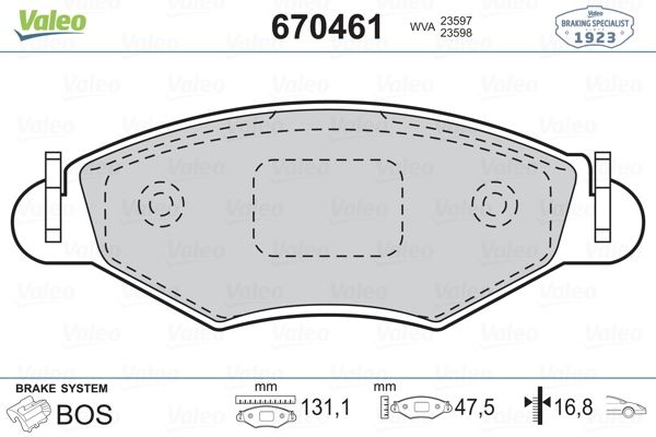 ON FREN BALATASI P206 1,4HDI 01>P206 1,1 / 1,4 / 1,6 / 1,9 98> P306 1,4 / 1,6 97>KANGOO 1,9D ( ÇELIK - VALEO 670461