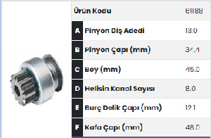 MARŞ DİŞLİSİ-MIT 13D 8K CİTROEN/PEUGEOT/SCUDO/PARTNER TB51/DÇ34) (19271) - FORMMETAL-61188
