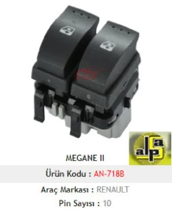 Unıversal Cam Anahtarı-Sol Megane II Gri  Soket Kanalı Dar - Mcar-An718b