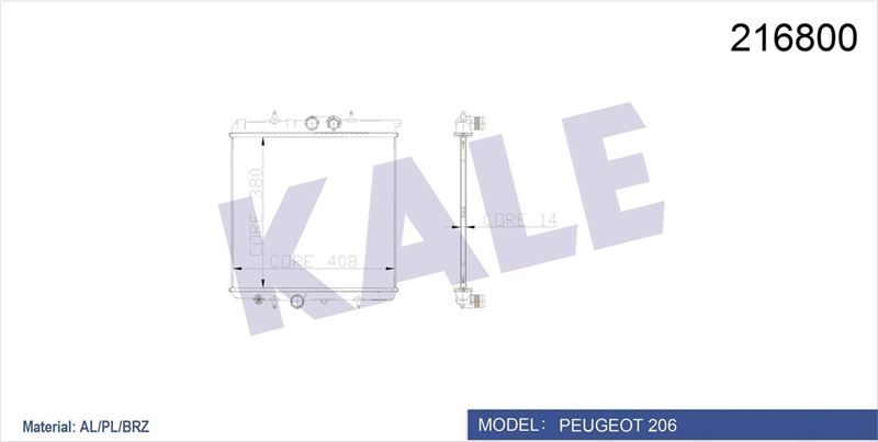MOTOR SU RADYATORU P206 P206+ (T3E) 1,1I / 1,4I 8V 98> KLIMASIZ (1 SIRA ALB SISTEM) / (133038+132322 - KALE 2039011AB