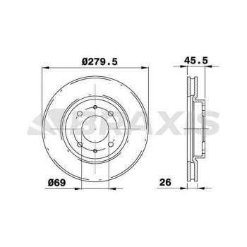 ON FREN AYNASI HAVALI 276mm LANCER 03> GALANT 01> - BRAXIS AE0521