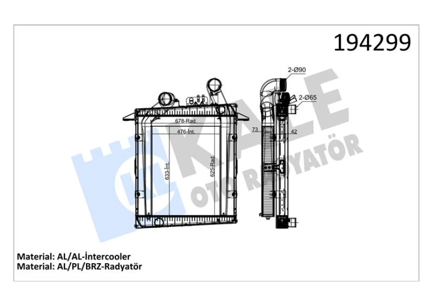 Ford Truck Radyator Ve İntercooler - Ford Cargo / 2524 (borulu) / (al / Brz) - Kale 022733rin