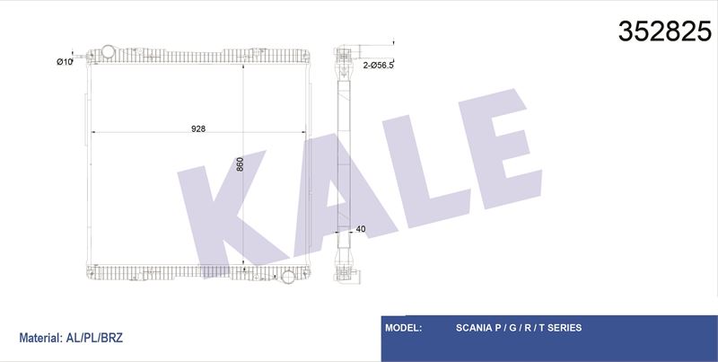 MOTOR SU RADYATORU SCANIA P G R T SERISI 04> CERCEVESIZ (AT/MT) - KALE 352825