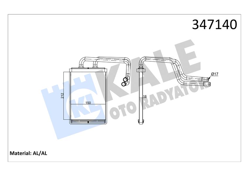 KALORIFER RADYATORU HYUNDAI ELANTRA 2001-2006 (210X155X26) - KALE 347140