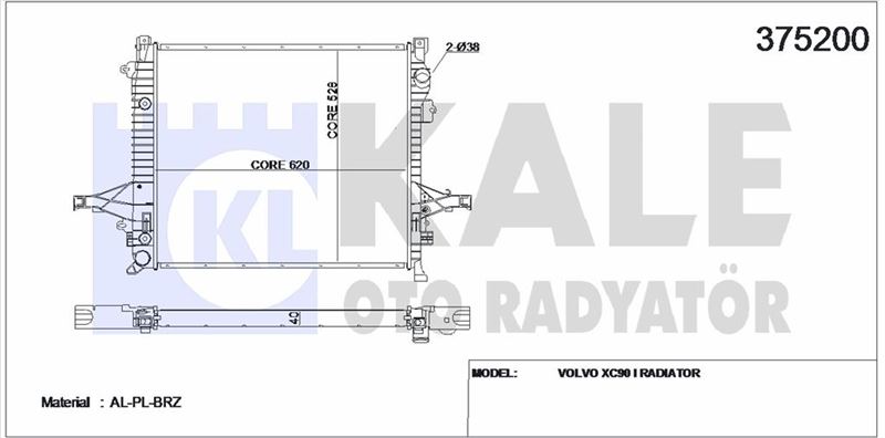MOTOR SU RADYATORU VOLVO XC90 I (AT)  620x528x42 05>14 - KALE 375200