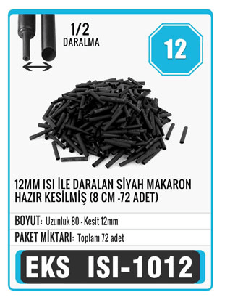 MAKARON-12 MM ISIYLA DARALAN   8CM HAZIR KESİMLİ  72 ADET - EKS-ISI-1012