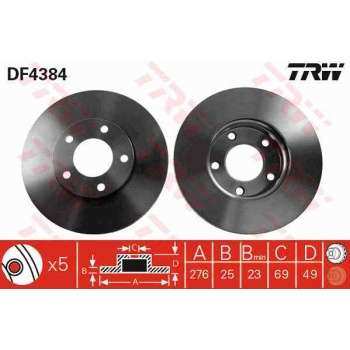 ON FREN AYNASI HAVALI MAZDA 5 05>MAZDA 3 03>10 277×5 - TRW DF4384