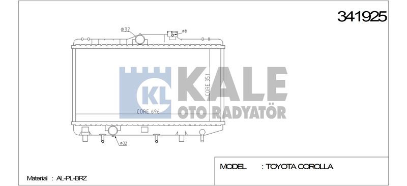 MOTOR SU RADYATORU COROLLA AE101 COMPACT LIFTBACK WAGON 92 97 OTOMATIK (696X351X26) - KALE 341925