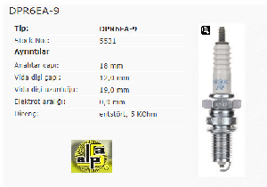 Unıversal Buji-Honda 1,5cc-Yamaha 50hp.chopper 500-800-1500 - Ngk-Dpr6ea-9