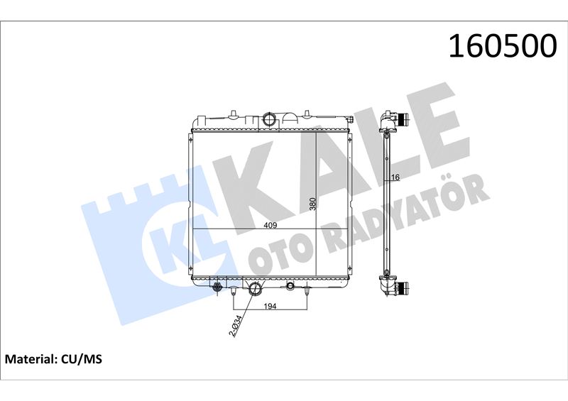 RADYATOR P307 1,4I 01> (1 SIRA CU+PL) - KALE 2012131PA