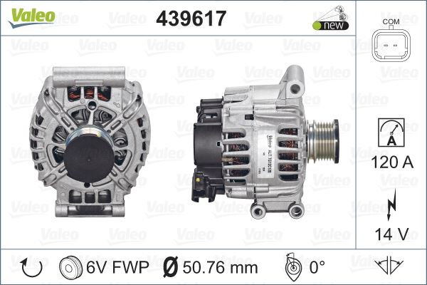 ALTERNATOR 12V 120A DS3 C3 III P208 P308 P207 P3008 P2008 PARTNER TEPE 207 P308 P508 P208 P5008 C3 P - VALEO 439617