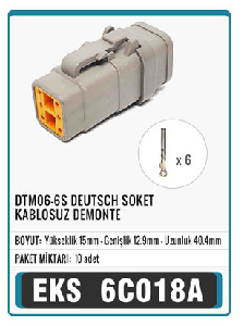 SOKET>DTM06-6S DEUTSCH KABLOSUZ DEMONTE S6018 - EKS-6C018A