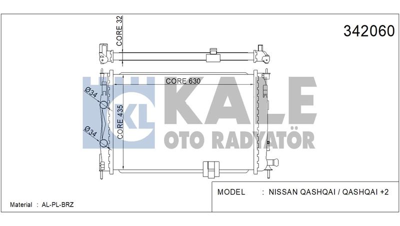 Nissan Motor Su Radyatoru Qashqaı 2,0 DCI 2007 2013 Otomatık (630x435x32) - Kale 342060