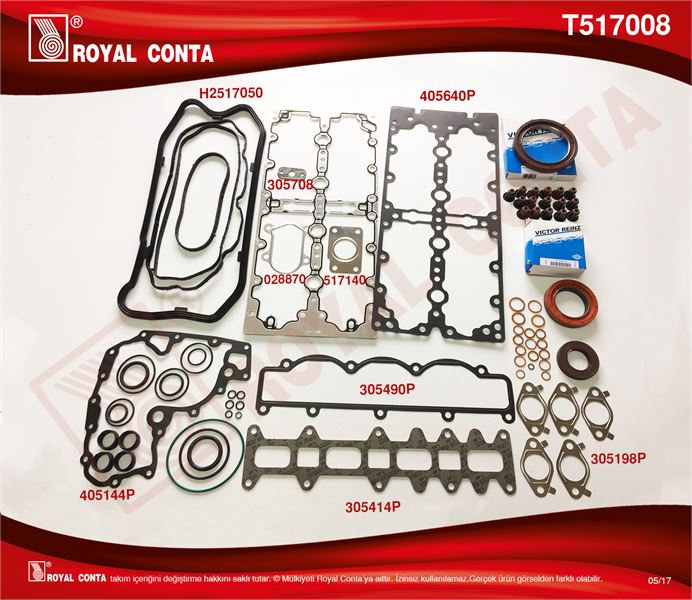 MOTOR TAKIM CONTA (ALT / UST FULL) REINZ KECELI SUBAP LASTIKLI S,K,C HARIC DUCATO 01> IVECO DAILY 01 - ROYAL T517008