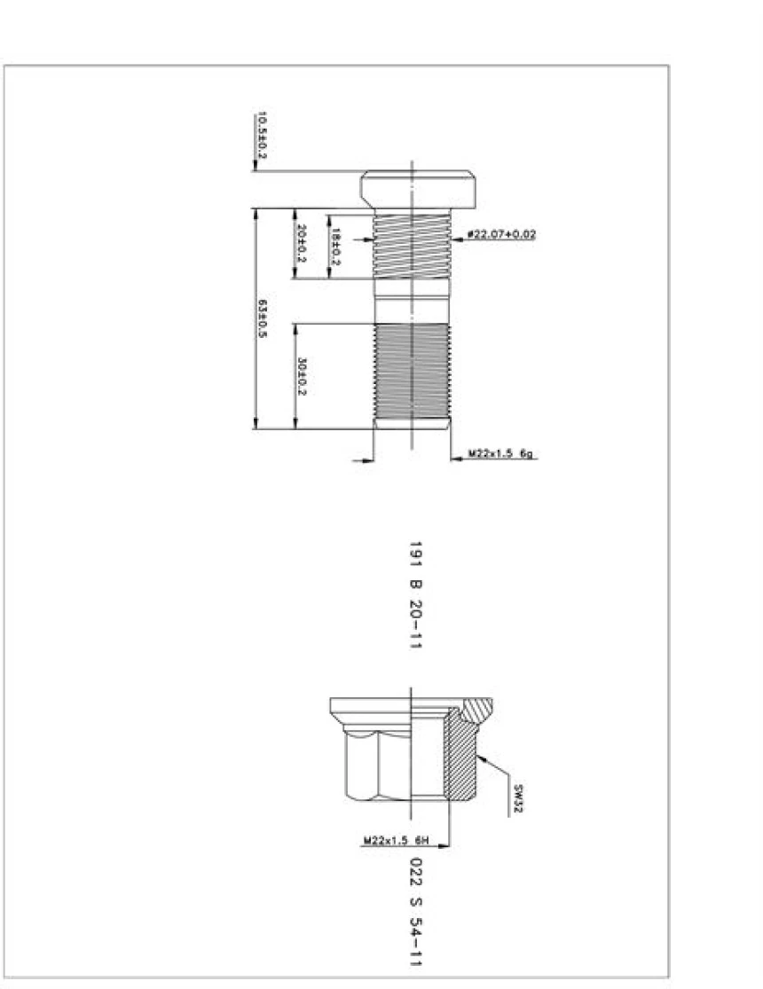 Man Truck Bijon Ve Somun Man Tga Ym Disk Fren (kisa) M22x1.5x63 - Besel 191b20-11-022s54-11