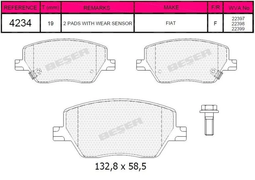 Fiat On Fren Balatası Fiat Egea 1.3 / 1.4 / 1.6d Multıjet 15> - Grap 94234