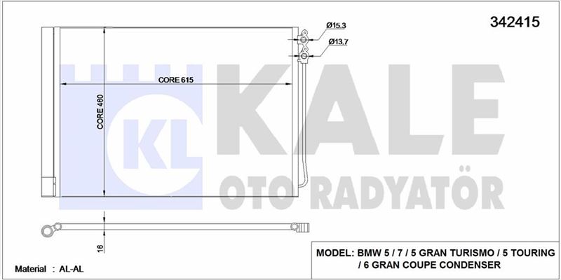 KLIMA RADYATORU BMW F10 F01 N47 N57 B47 B57 - KALE 342415