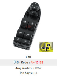 Unıversal Cam Anahtarı>e60 08-10  Sol Perdeli - Katlanmaz   >>61319122112 - Mcar-An3512b