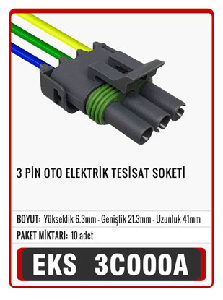 SOKET>3 PİN OTO ELEKTRİK TESİSAT - EKS-3C000A