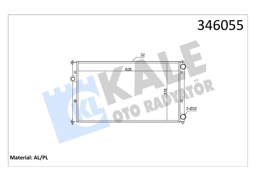 MOTOR SU RADYATORU CADDY 1,4I (AEX) 1,6I (1F) 1,9D (1Y) 96> KLIMALI (BRAZING RADYATOR) - KALE 346055