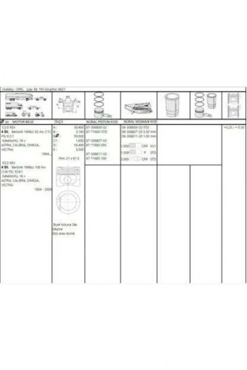 Opel Piston+segman X20xev 2.0 16v Vectra B Omega B 87.00mm 100 (1.5x1.5x3.0) 136ps Ecotec - Akd 44-3581-16-100