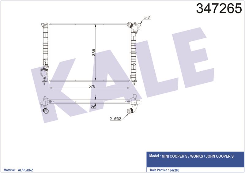 MOTOR SU RADYATORU MINI R52 R53 - KALE 347265