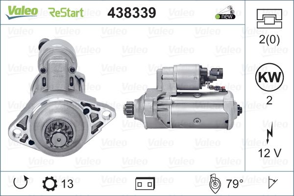 MARS MOTORU 12V 2 KW 13 DIS A3 Q3 OCTAVIA GOLF VII CADDY ARTEON PASSAT T-ROC TIGUAN T7 13> - VALEO 438339