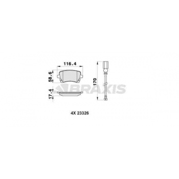 ARKA FREN BALATASI (FISLI) TRANSPORTER T5 / T6 1,9 / 2,0 / 2,5TDI 03> - BRAXIS AB0159