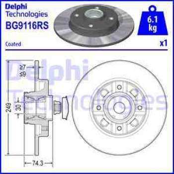 ARKA FREN (AYNA) DISKI P308 SW P308 COUPE C4 (B7) / (TEK TEKER ICIN) / (DIAM:249 EP 9) / (HAVA SOGUT - DELPHI BG9116RS