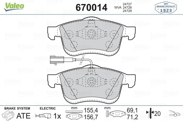 ON FREN BALATASI FIAT DOBLO III 500L 10> OPEL COMBO 12> LANCIA DELTA III 09>14 - VALEO 670014