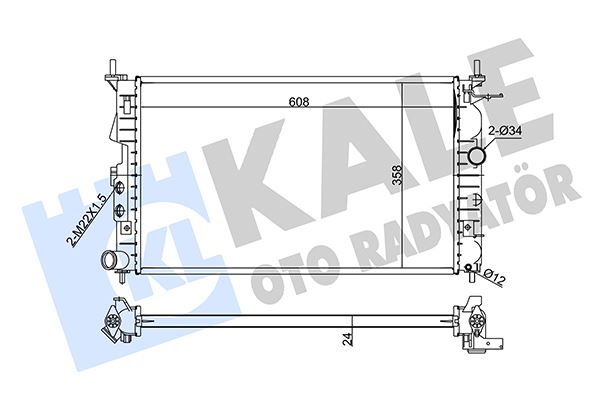 MOTOR SU RADYATORU M.T VECTRA B X25XE 608X358X22 - KALE 374100