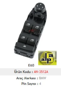 Unıversal Cam Anahtarı>e60 - E61 08-10  Sol Perdesiz - Katlanmaz   >>61319122110 - Mcar-An3512a