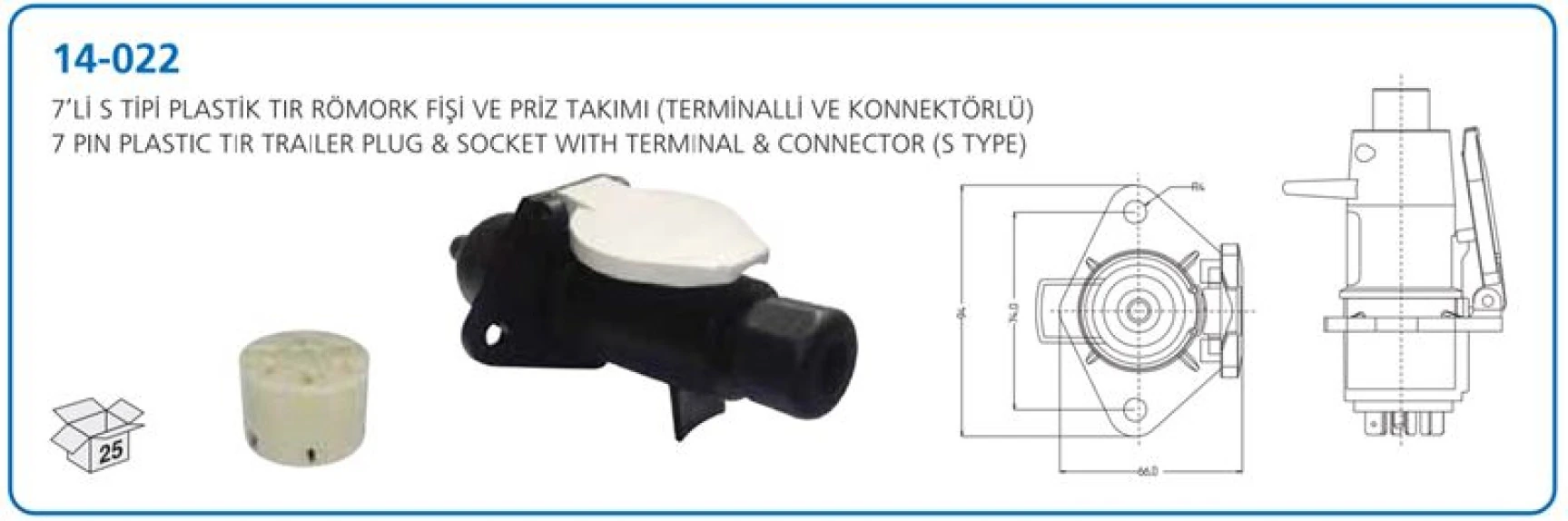 Unıversal Truck Tir Romork Fisi S Tipi 7 LI Plastık (takım) - Aksa 14-022