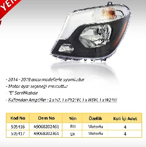 Unıversal Far Motorlu Sol M.sprinter ( 2014-2018) - Ayfar-505417