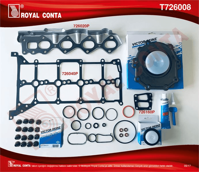 MOTOR TAKIM CONTA REINZ KECELI & SUBAP LASTIKLI (SKC'SIZ) TRANSIT CUSTOM V362 - V363 2.0 ECOBLUE ( A - ROYAL T726008
