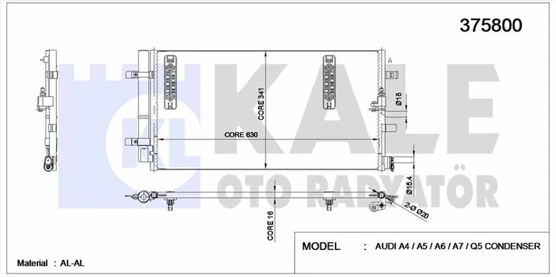Vag Klima Radyatoru A4 1.8 / 2.0tfsi 2.0tdi 08>16 A5 1.8 / 2.0tfsi 2.0tdi 07>17 Q5 2.0tfsi / Tdi 08> - Kale 375800