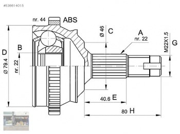 AKS KAFASI DIS BRAVA BRAVO 1.6 16V ABSLI 95>01 (IC FREZE:22 DIS FREZE:22 ABS HALKA SAYISI:44 UZUNLUK - ANKA 20502002