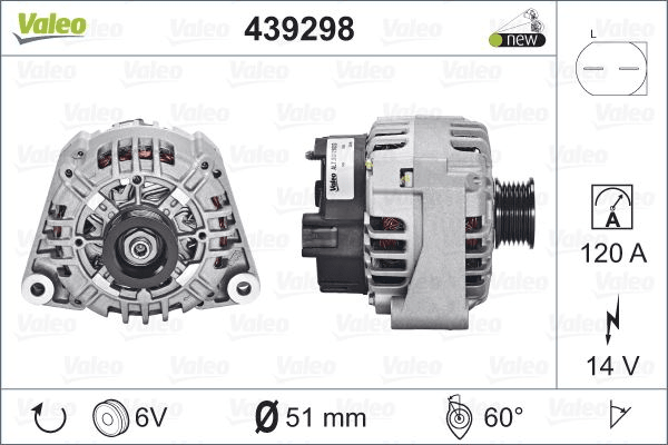 Mercedes Alternator (14v 120a) W203 00>07 Cl203 02>08 S203 01>07 C209 02>09 W163 03>05 R170 00>04 - Valeo 439298