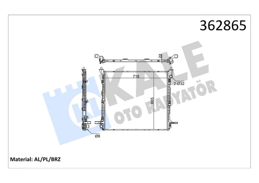 Vag Motor Su Radyatoru Crafter 17> [brazıng] [718x665x22] - Kale 362865
