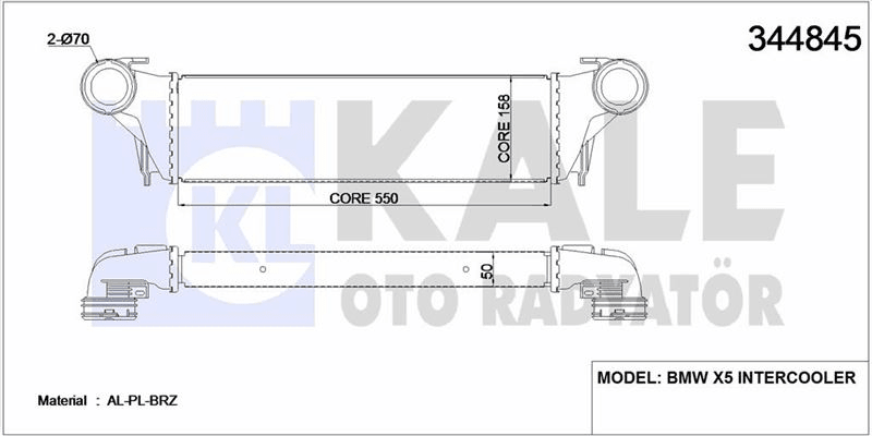 TURBO RADYATORU BMW M57N X5 E53 03>06 - KALE 344845