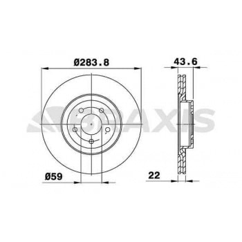 ON FREN AYNASI (DISKI) DOBLO III EGEA 1,3 / 1,6 / 2,0 10>ALFA ROMEO 147 156 (5 BIJON 284MM) - BRAXIS AE0078